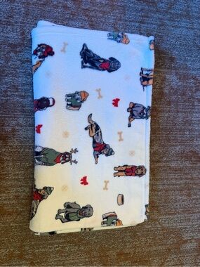 Cozy White Dog Print Fleece Throw